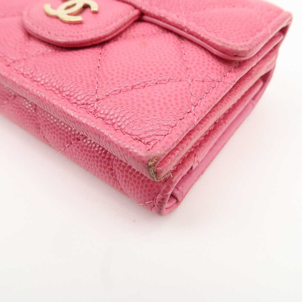 CHANEL Matelasse Caviar Skin Tri-Fold Wallet Pink… - image 6