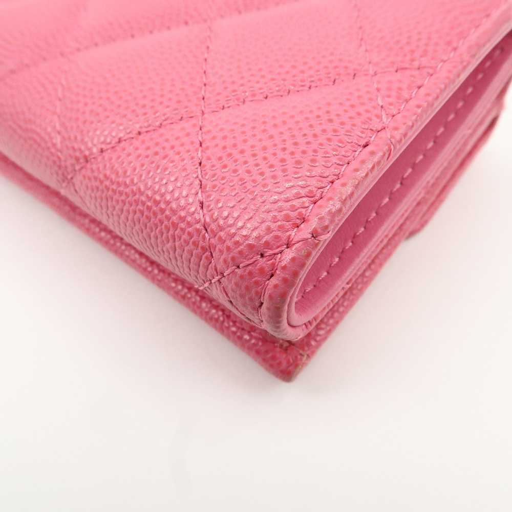 CHANEL Matelasse Caviar Skin Tri-Fold Wallet Pink… - image 8