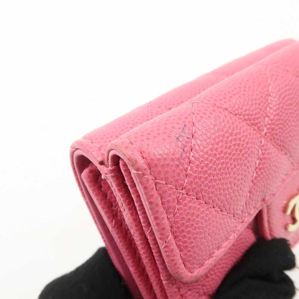 CHANEL Matelasse Caviar Skin Tri-Fold Wallet Pink… - image 9