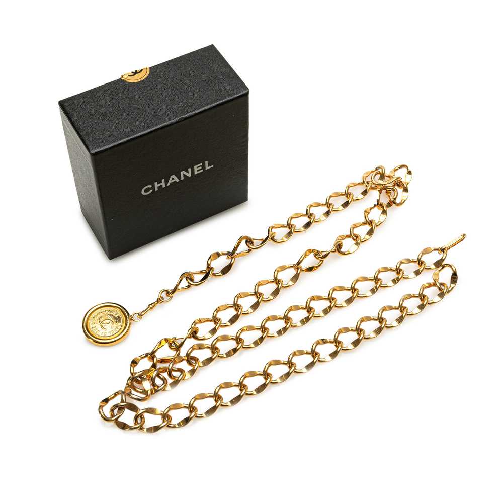 Gold Chanel Gold Plated CC Medallion Chain Belt - image 5