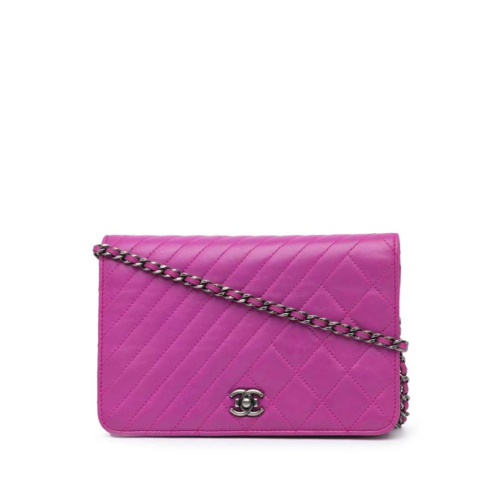 Purple Chanel Lambskin Coco Boy Wallet On Chain C… - image 1