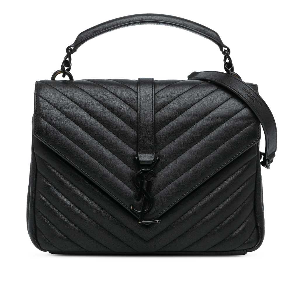 Black Saint Laurent Medium Quilted Chevron Sheeps… - image 1