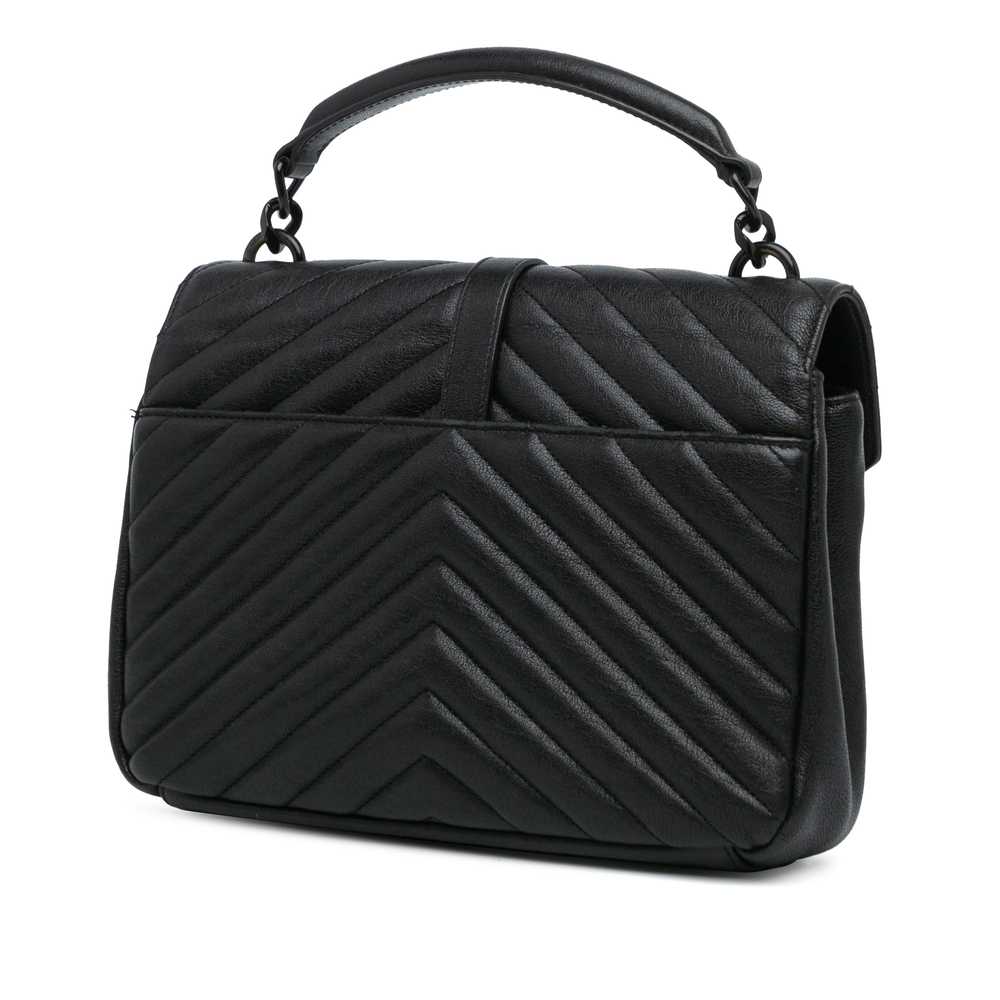 Black Saint Laurent Medium Quilted Chevron Sheeps… - image 2