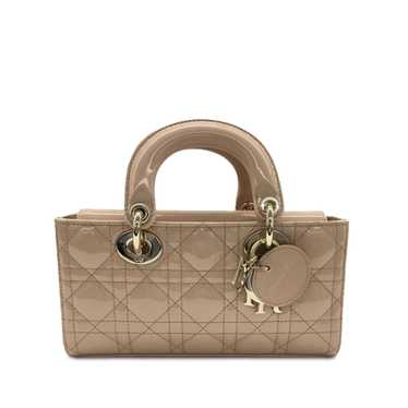 Taupe Dior Small Patent Cannage Lady D-Joy Satchel