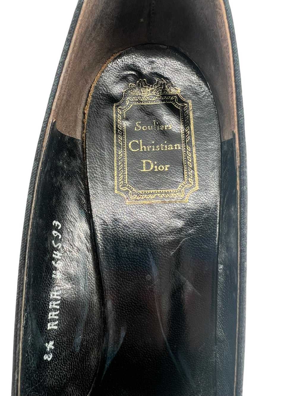 Christian Dior Late 60s Black Satin Bow Front Rhi… - image 9