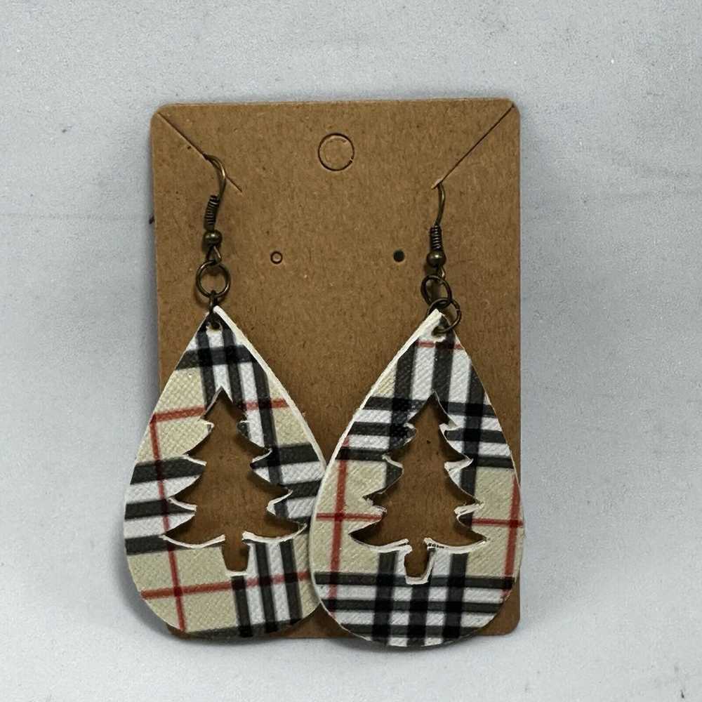 Handcrafted Christmas Tree Teardrop Earrings Hoop… - image 5