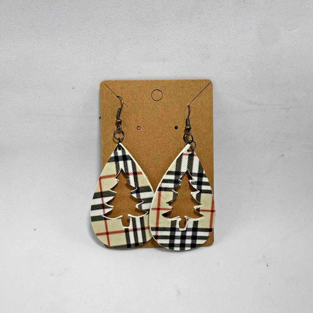 Handcrafted Christmas Tree Teardrop Earrings Hoop… - image 6