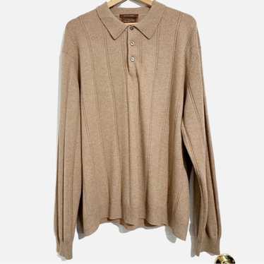 Tasso Elba Tasso Elba Camel Cashmere Polo Long Sle