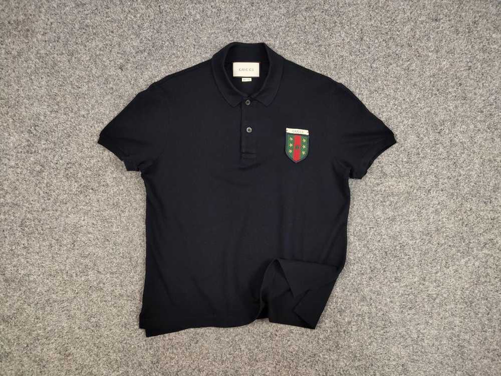 Gucci × Luxury Gucci Web Crest Navy Embroidered l… - image 11