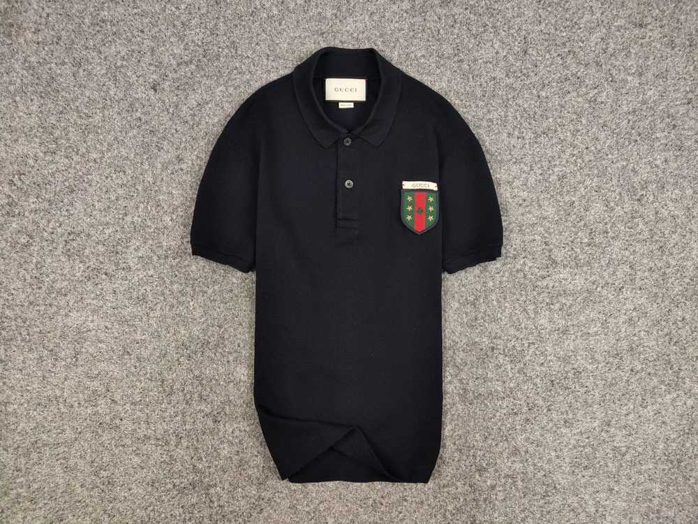 Gucci × Luxury Gucci Web Crest Navy Embroidered l… - image 1