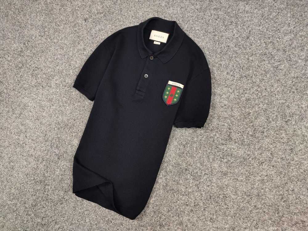 Gucci × Luxury Gucci Web Crest Navy Embroidered l… - image 3