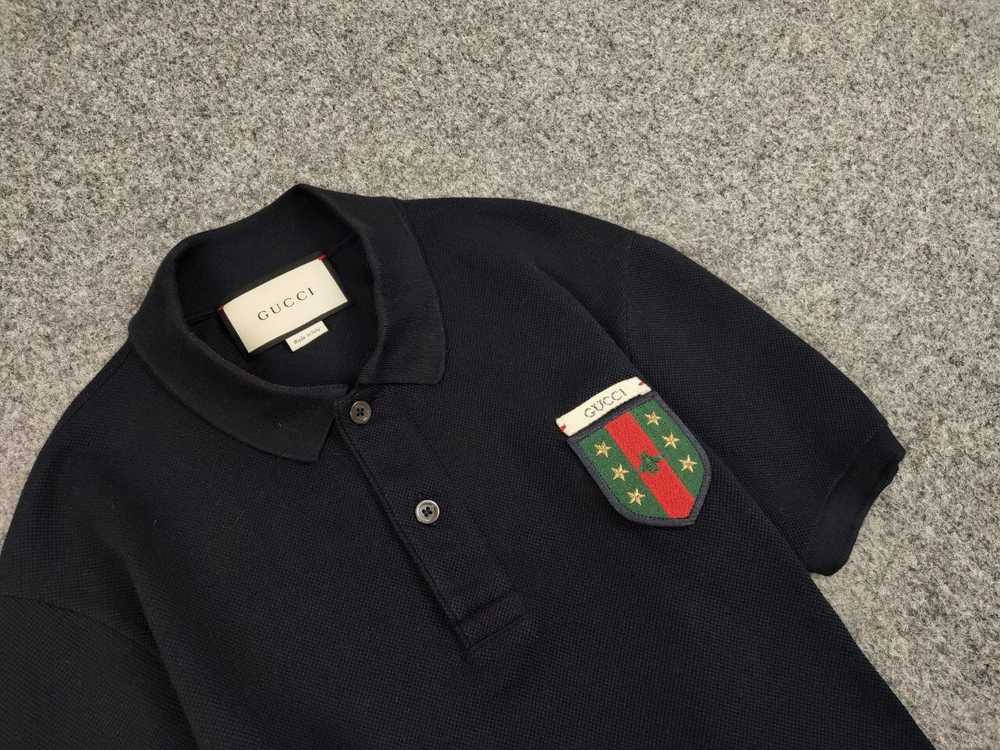 Gucci × Luxury Gucci Web Crest Navy Embroidered l… - image 6