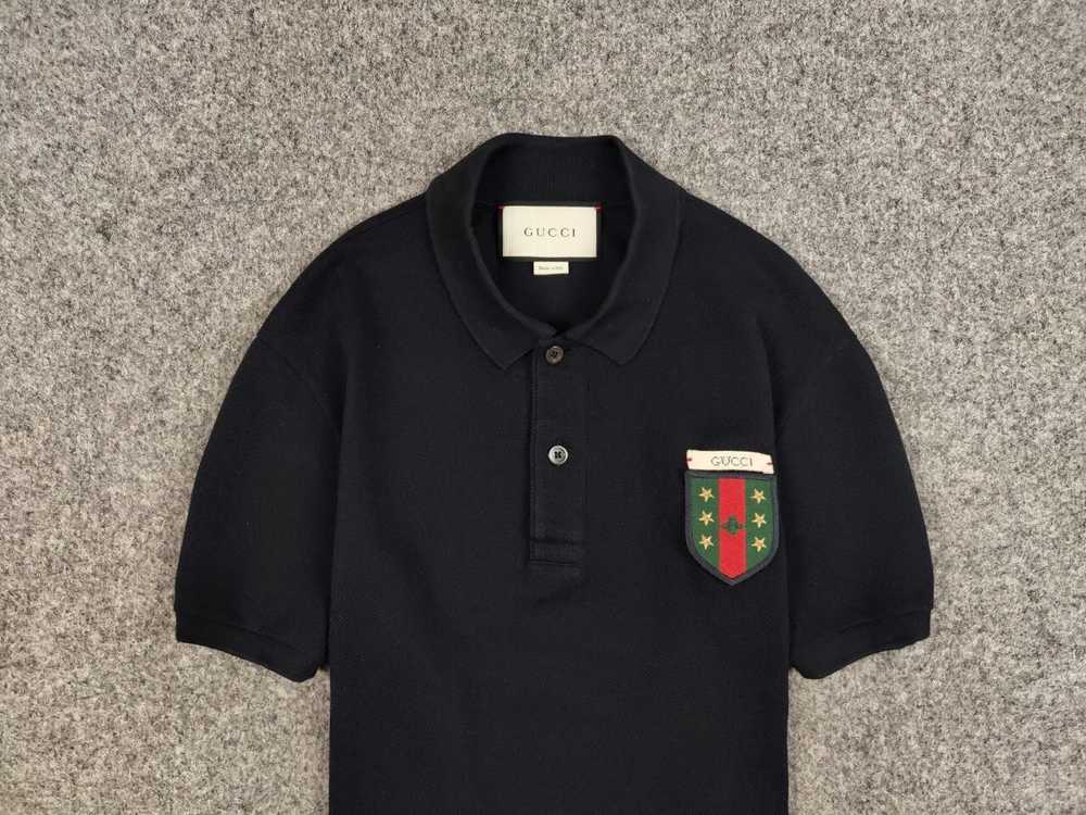 Gucci × Luxury Gucci Web Crest Navy Embroidered l… - image 7