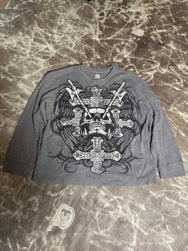 Route 66 Crazy Vintage Y2K Affliction Style Skull 