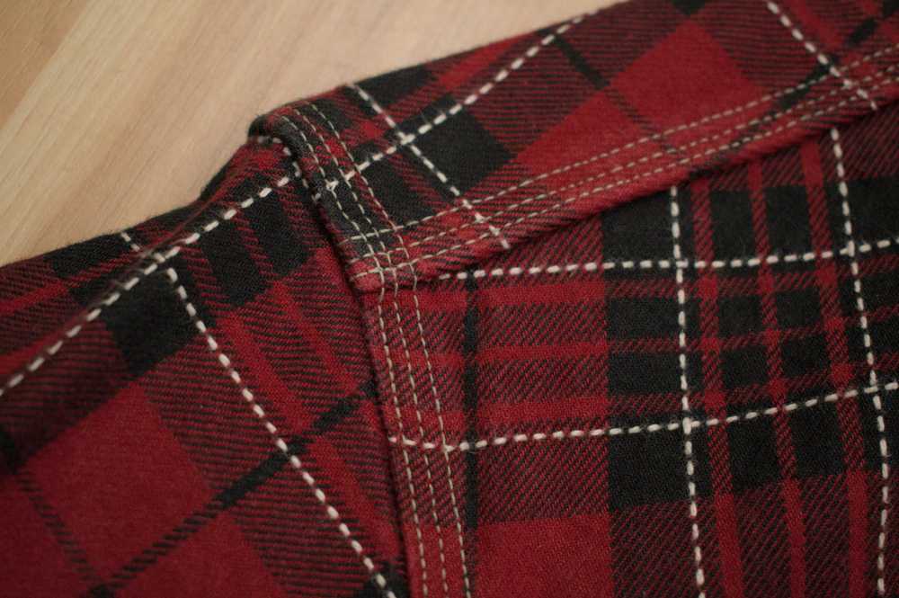 Momotaro Red Stitched Plaid Shirt, size 40 - image 12