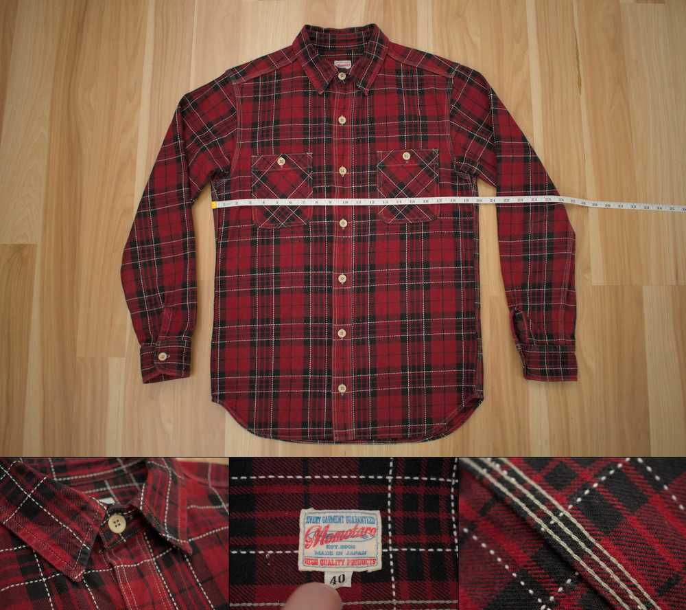 Momotaro Red Stitched Plaid Shirt, size 40 - image 1