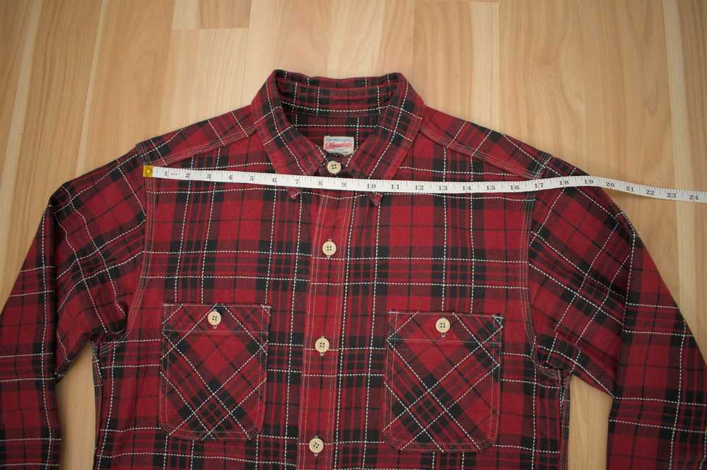 Momotaro Red Stitched Plaid Shirt, size 40 - image 2