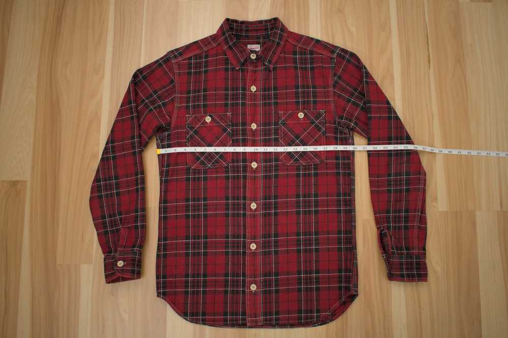 Momotaro Red Stitched Plaid Shirt, size 40 - image 3