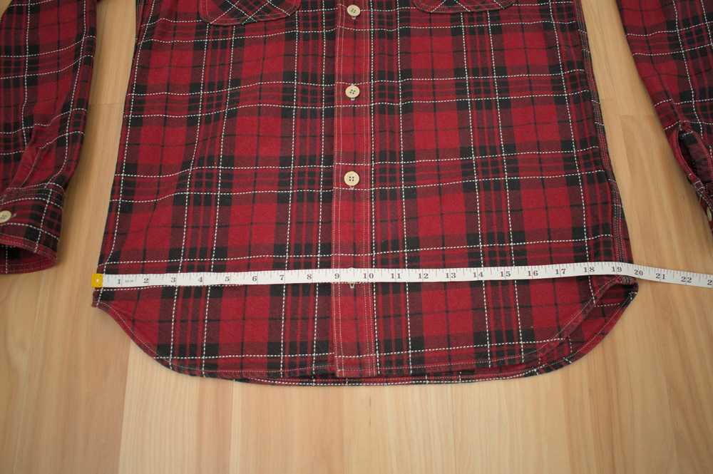 Momotaro Red Stitched Plaid Shirt, size 40 - image 4