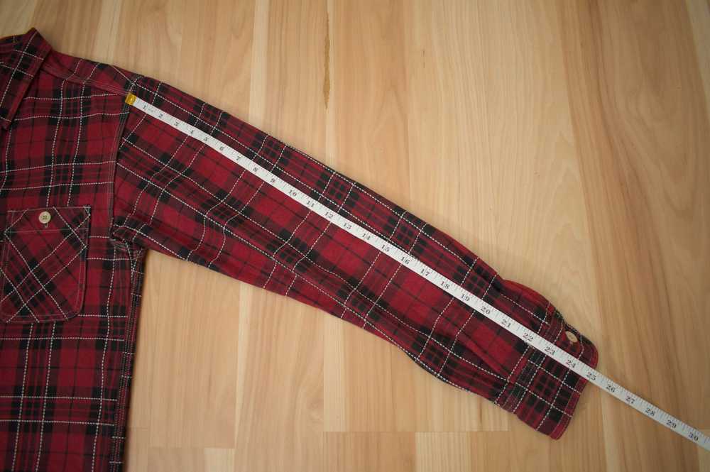 Momotaro Red Stitched Plaid Shirt, size 40 - image 5