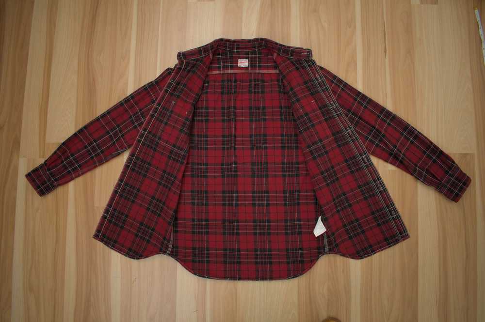 Momotaro Red Stitched Plaid Shirt, size 40 - image 7