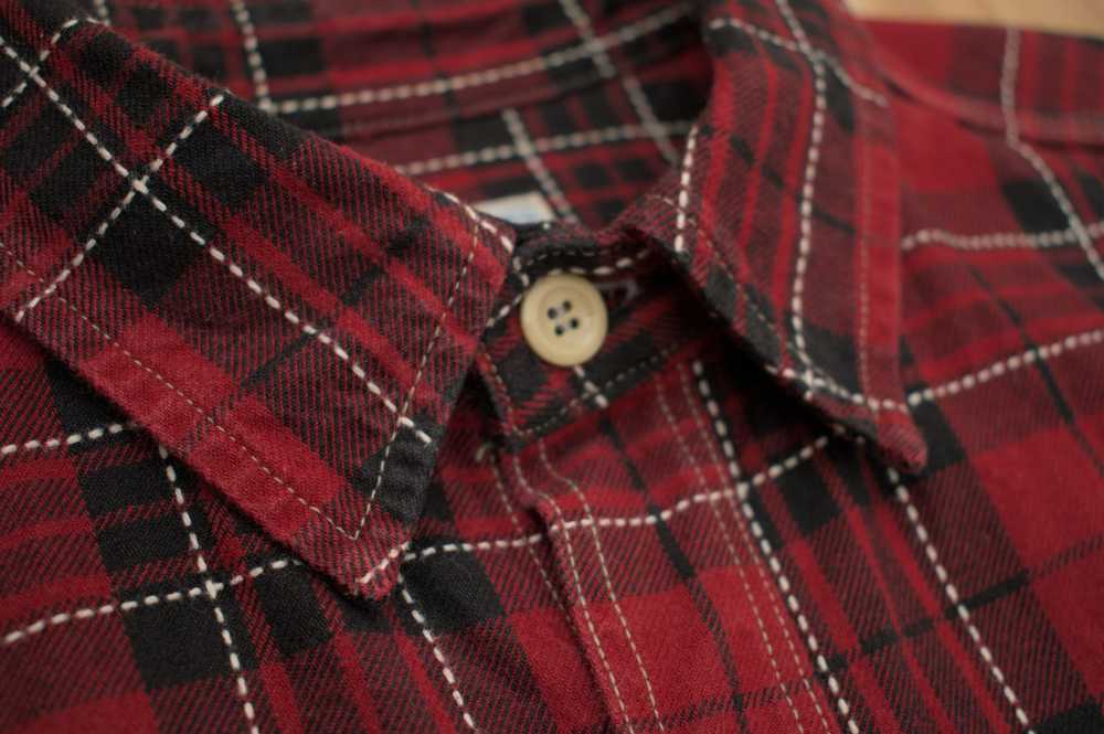 Momotaro Red Stitched Plaid Shirt, size 40 - image 8