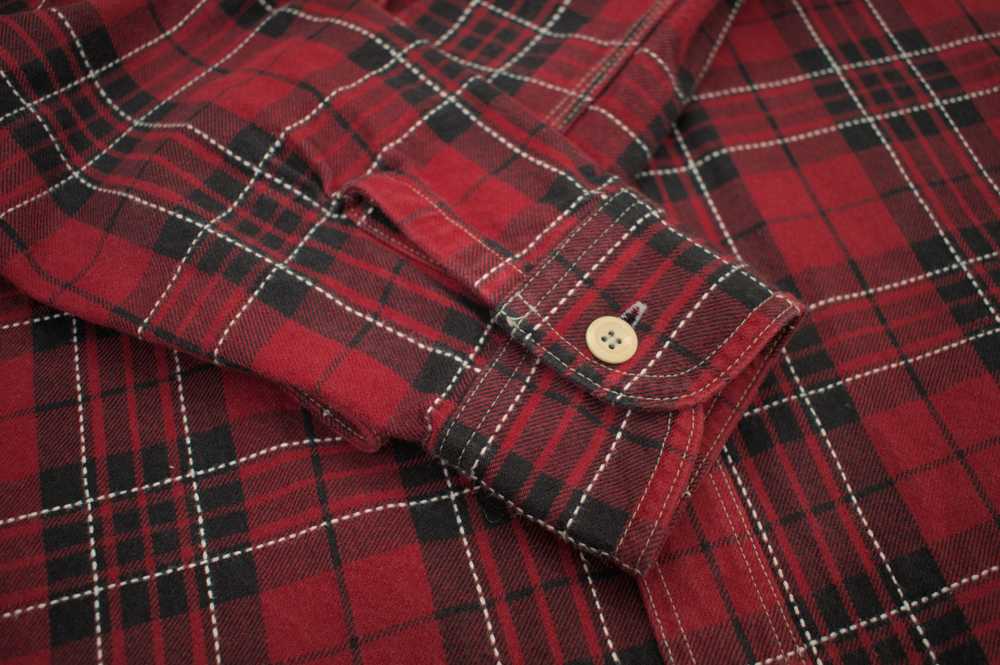 Momotaro Red Stitched Plaid Shirt, size 40 - image 9