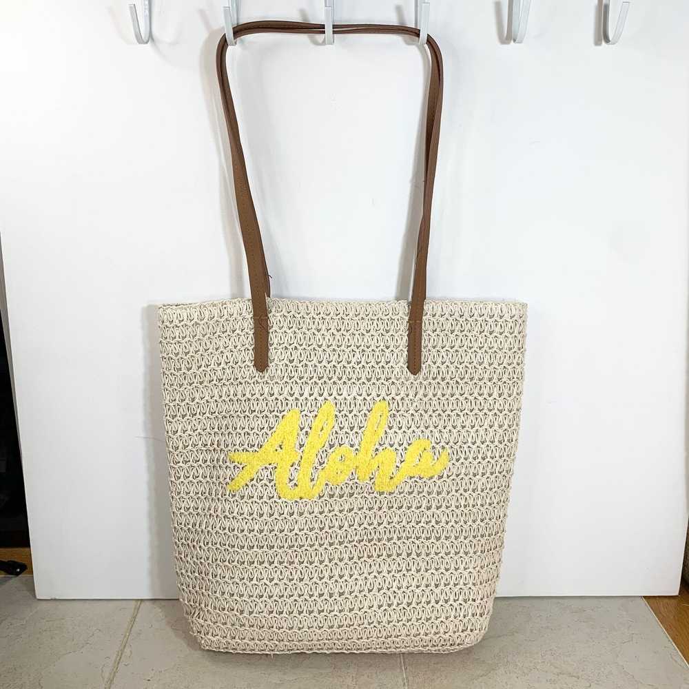 Other Straw Tote Aloha Beach Bag Everyday Tote Ye… - image 11