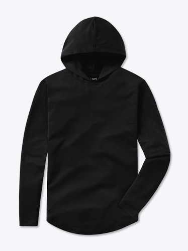 CUTS AO Long Sleeve Hooded Curve-Hem Tee | Black … - image 1