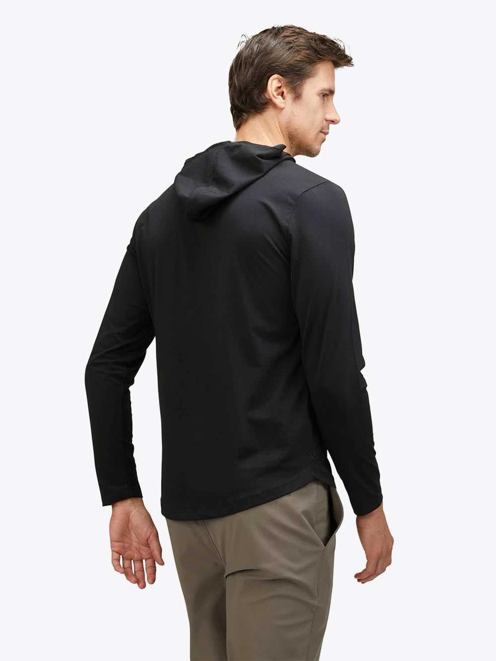 CUTS AO Long Sleeve Hooded Curve-Hem Tee | Black … - image 2