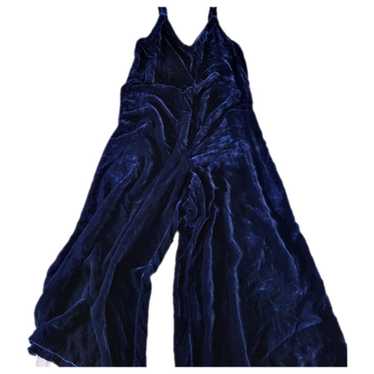 LACAUSA Anthropologie Santi good Jumpsuit Navy Satin S EUC