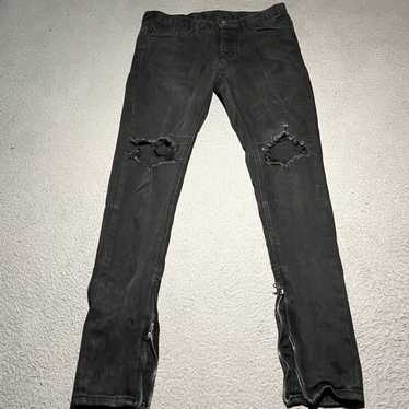 MNML Luxurious Black Cotton Ankle Zip Mens Skinny… - image 1