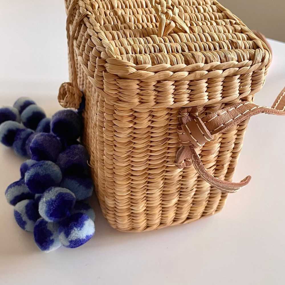 Nannacay Roge Blue Pom Straw Basket Bag - image 10