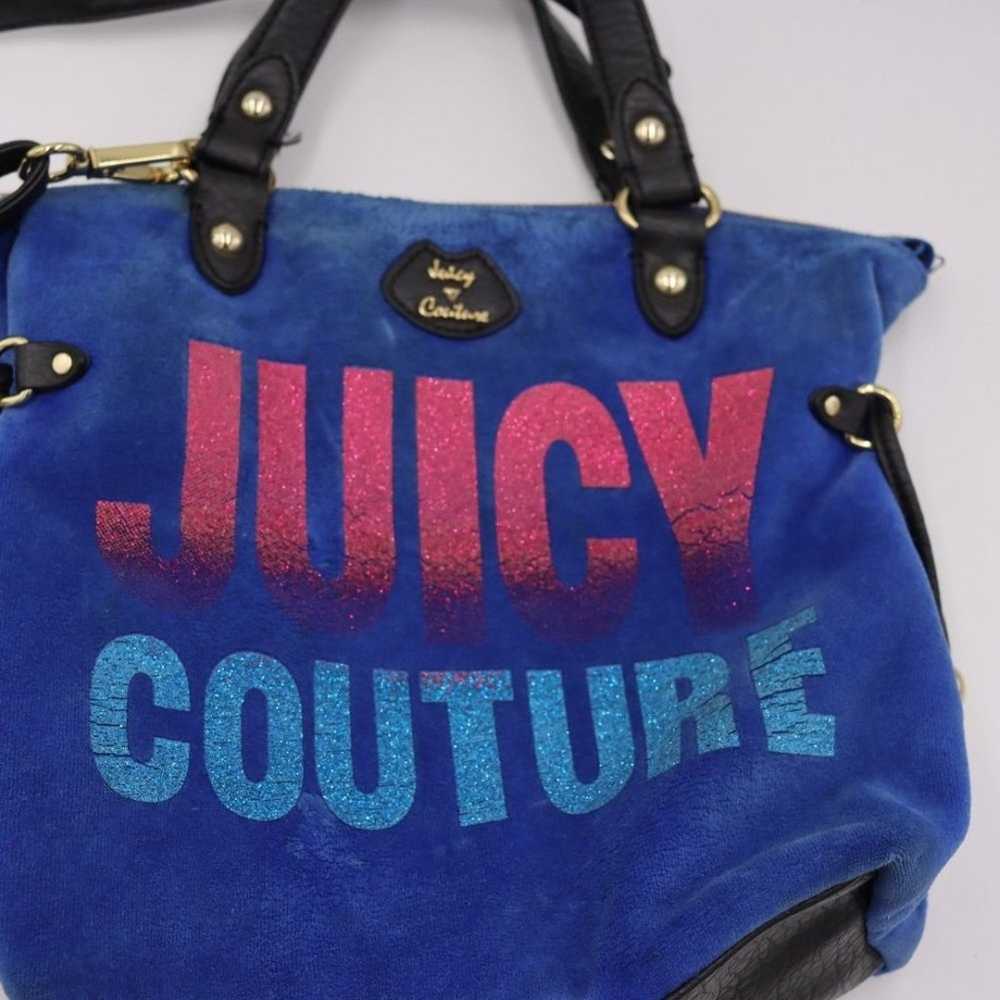 Juicy Couture Blue Vintage Y2K Spellout Velour To… - image 2