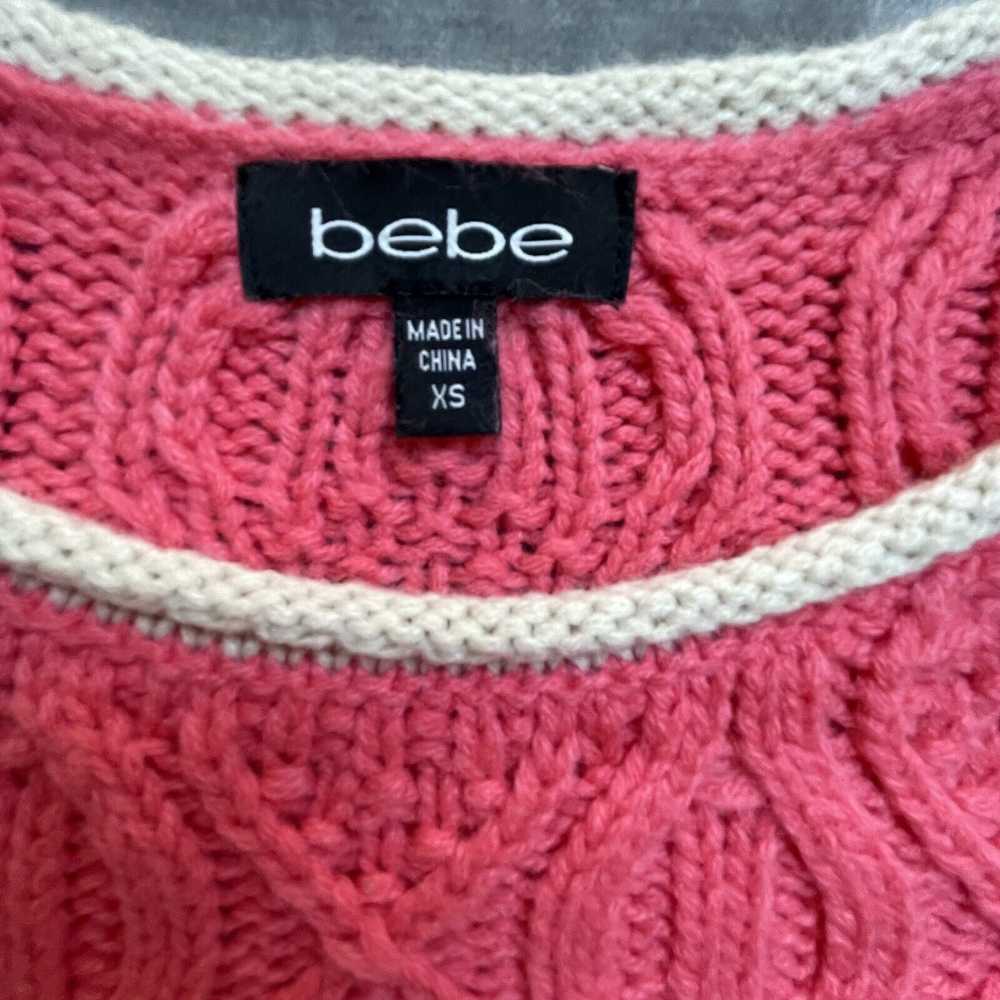 Bebe Bebe Sweater Womens Extra Small Hot Pink Whi… - image 2