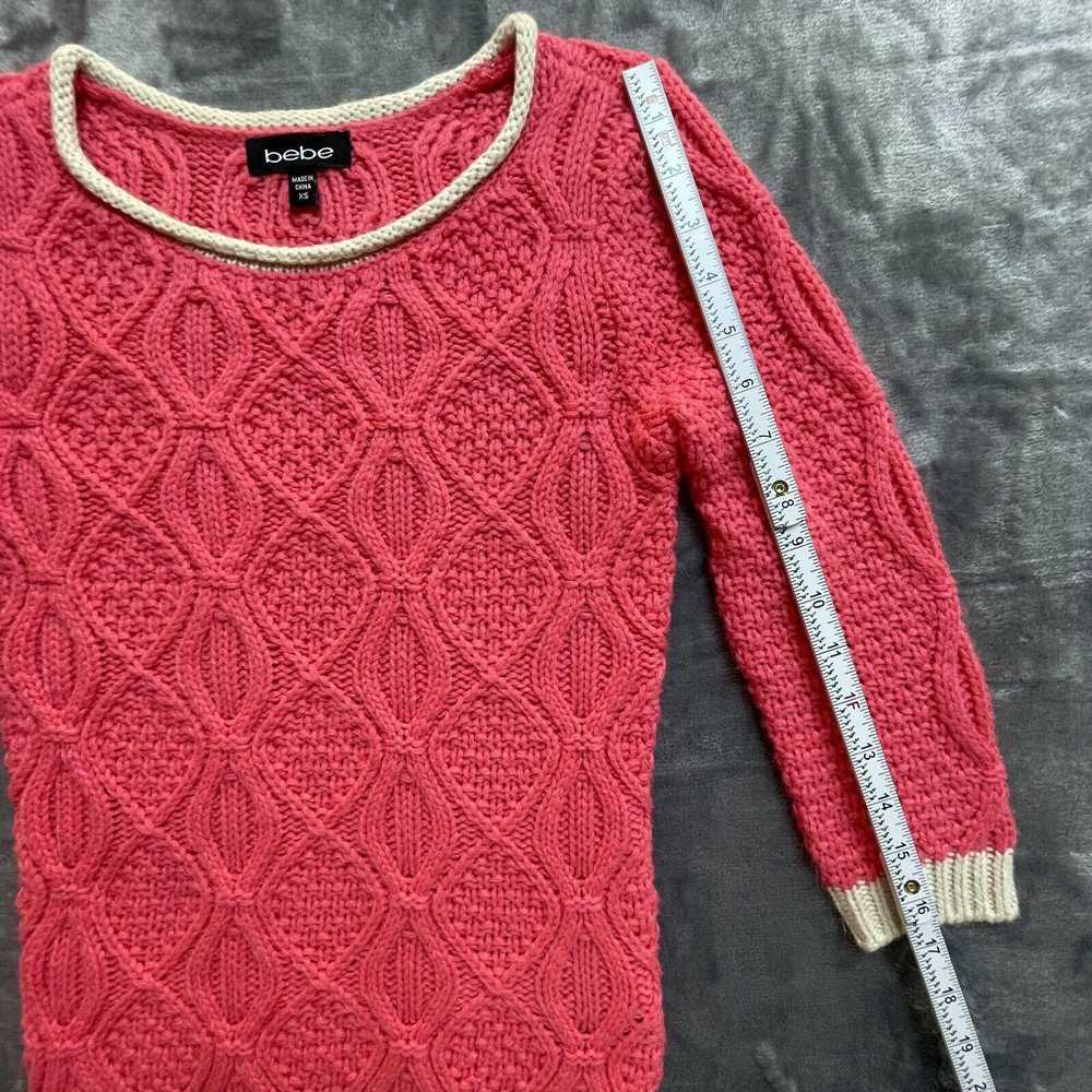 Bebe Bebe Sweater Womens Extra Small Hot Pink Whi… - image 4