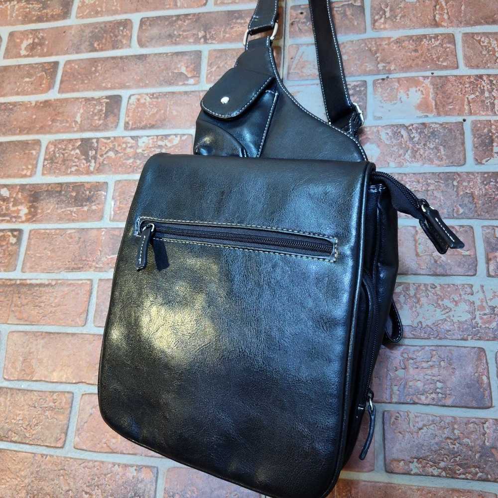 Unisex Crossbody black leather bag - image 2