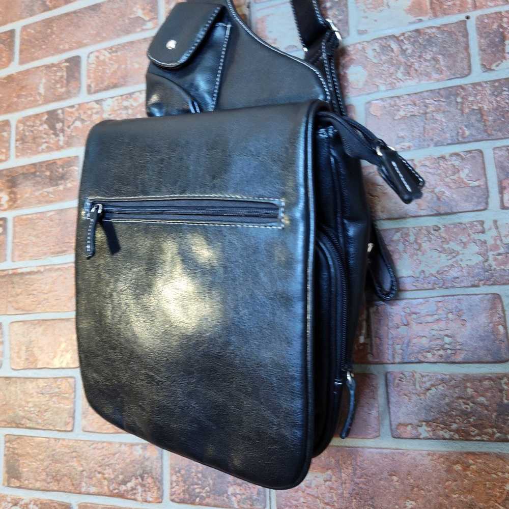 Unisex Crossbody black leather bag - image 3