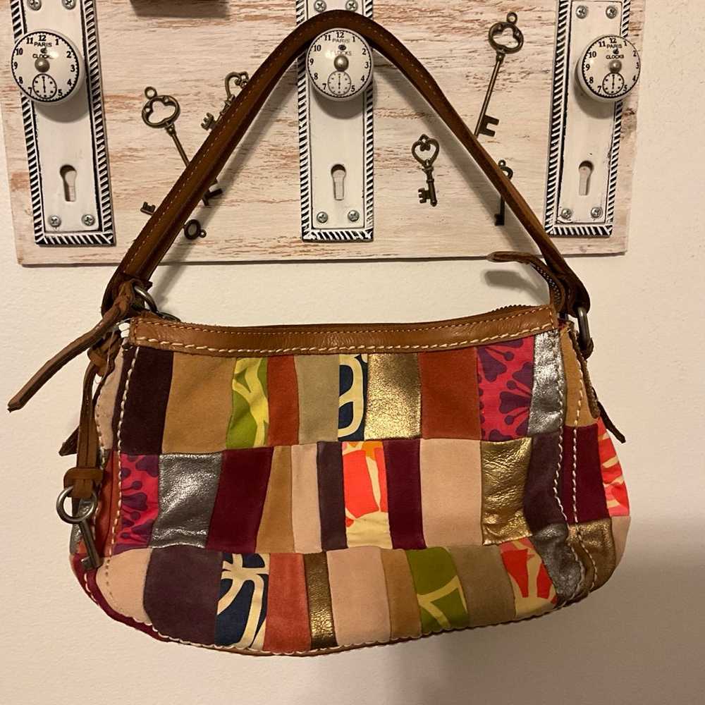 Fossil Patchwork Hobo Shoulder Handbag Purse - image 1