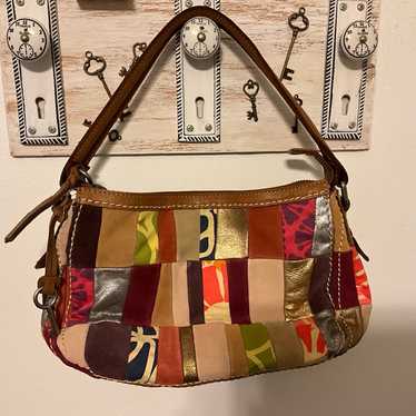 Fossil Patchwork Hobo Shoulder Handbag Purse - image 1