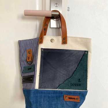 【】Beautiful item ☆ Tote bag Leather × Canvas × Den