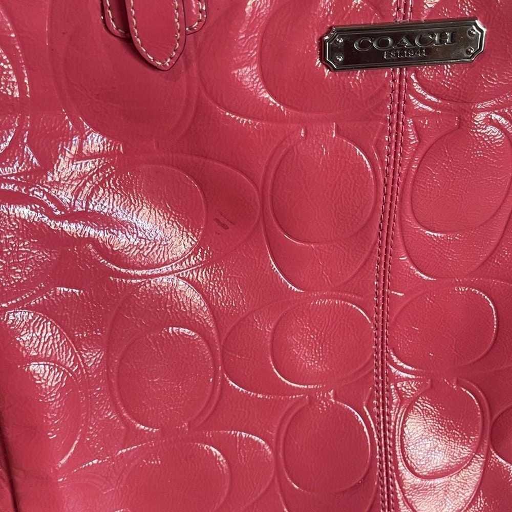 Coach gallery monogrammed patent pink tote handbag - image 2