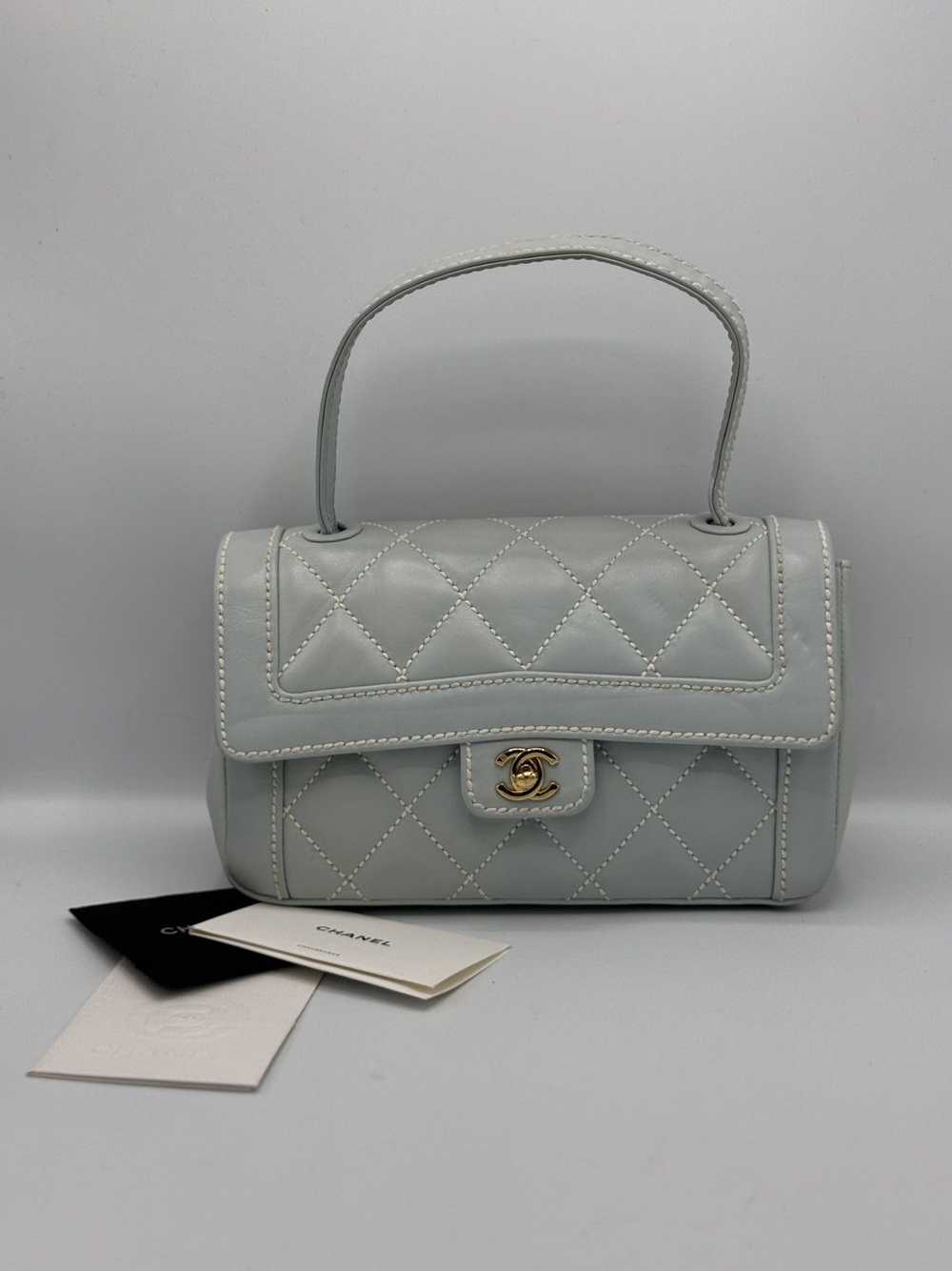 Chanel CHANEL Wild Stitch Matelasse HandBag Lambs… - image 1