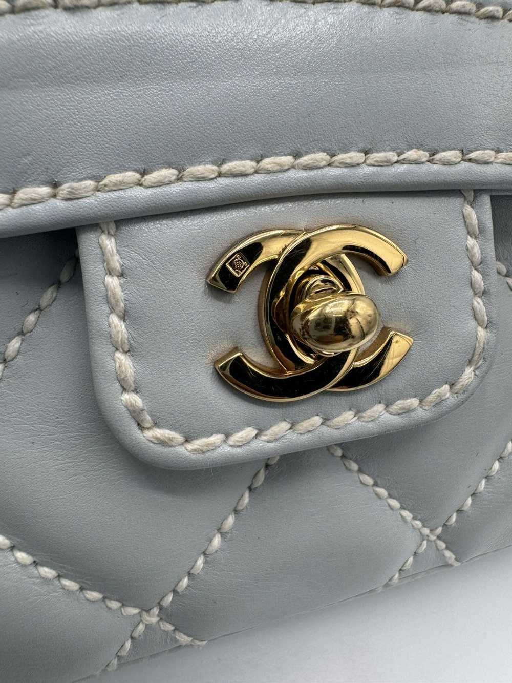 Chanel CHANEL Wild Stitch Matelasse HandBag Lambs… - image 8