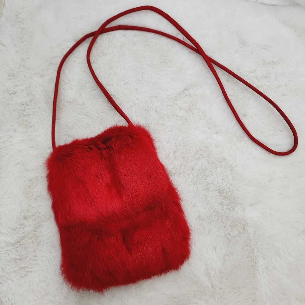 Wilsons Leather Red Genuine Rabbit Hair Crossbody… - image 1