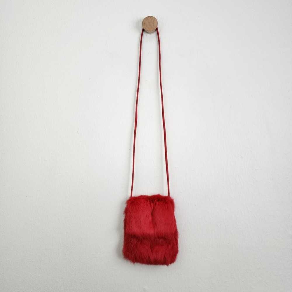 Wilsons Leather Red Genuine Rabbit Hair Crossbody… - image 3