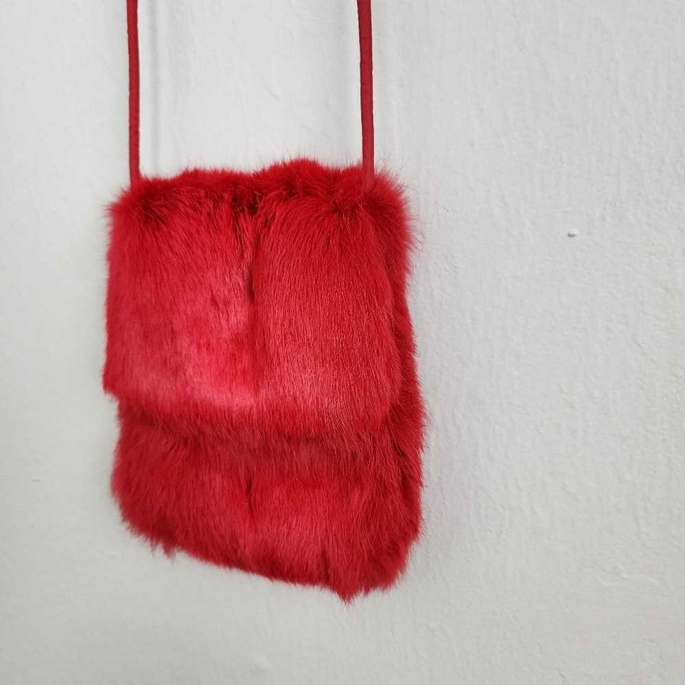 Wilsons Leather Red Genuine Rabbit Hair Crossbody… - image 4