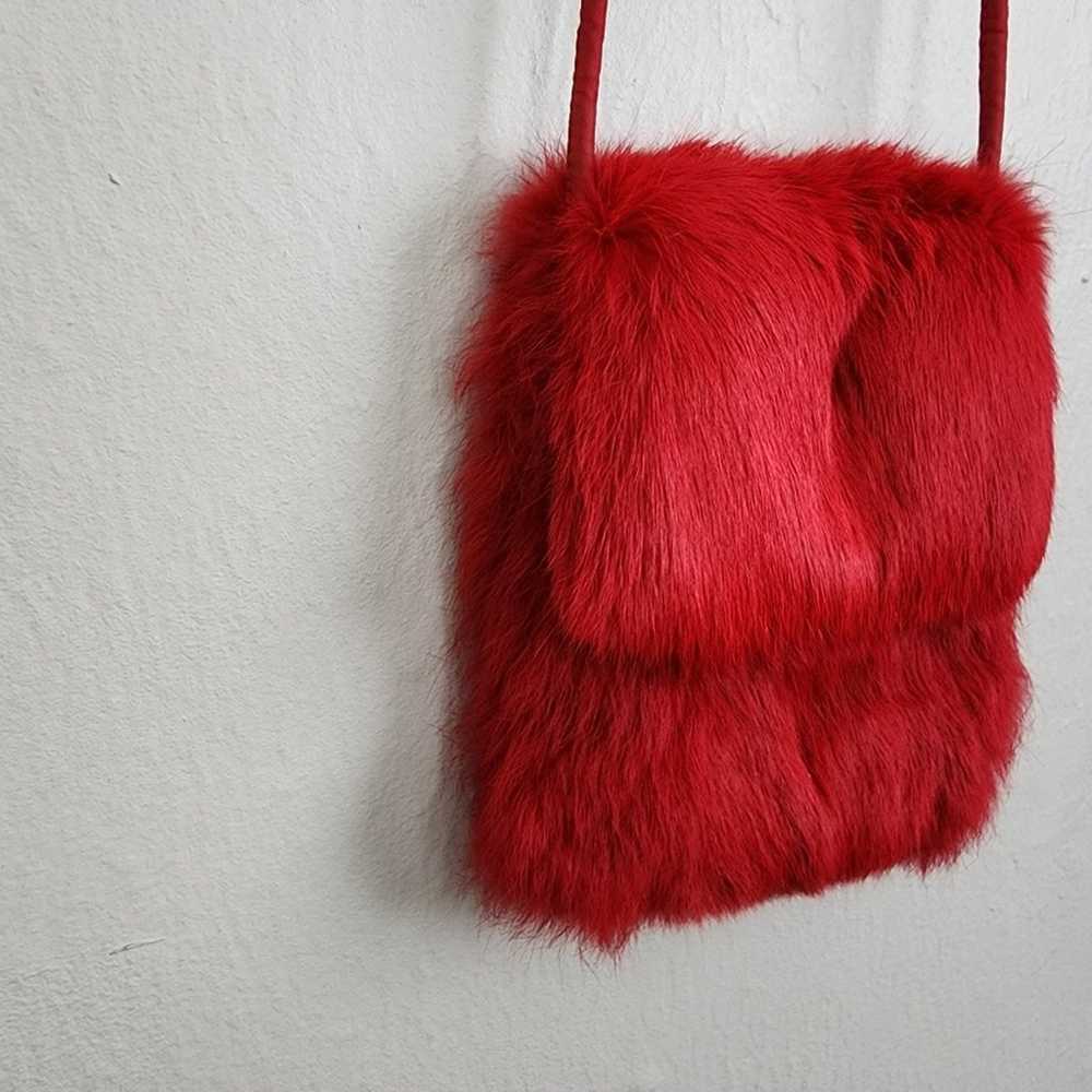 Wilsons Leather Red Genuine Rabbit Hair Crossbody… - image 5