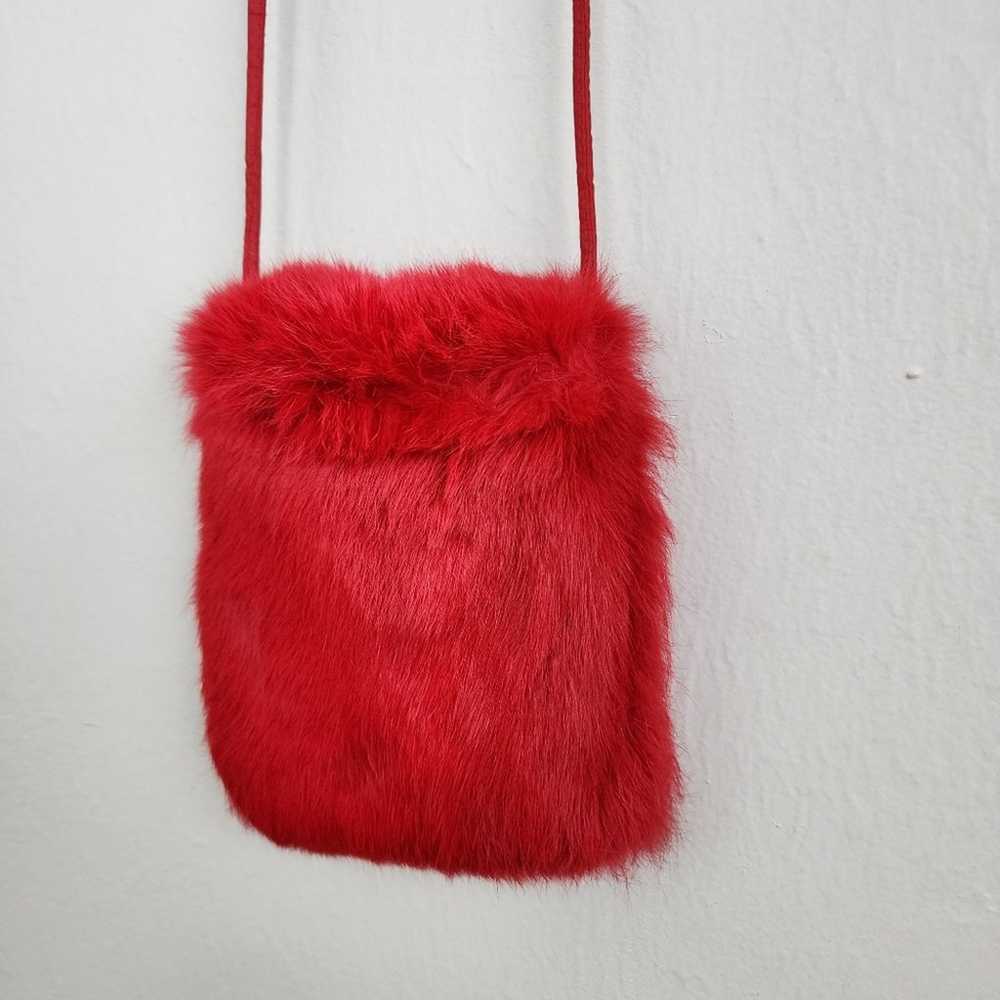 Wilsons Leather Red Genuine Rabbit Hair Crossbody… - image 8