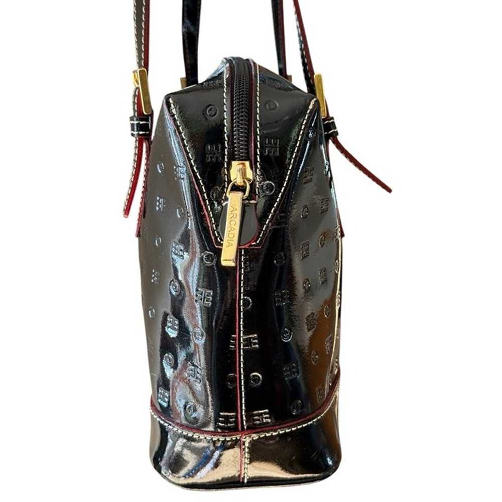 Arcadia Black Patent Leather Double Handle Satche… - image 4